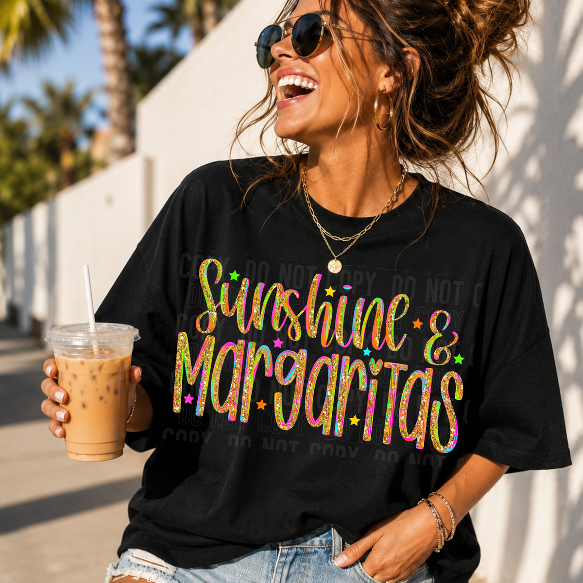 Sunshine & margaritas faux glitter (SBB) DTF Transfer