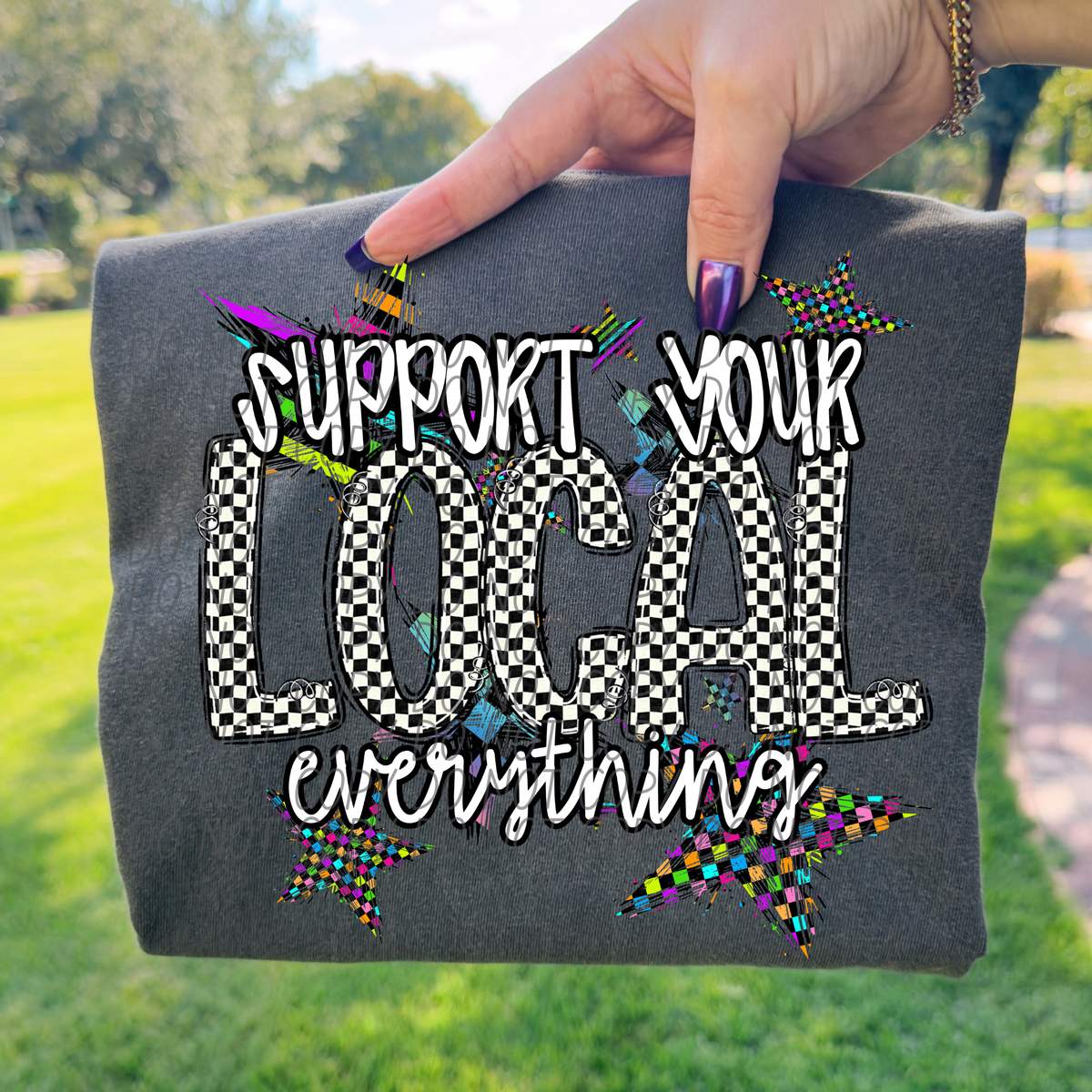 Support your local everything checkered (City) DTF Transfer