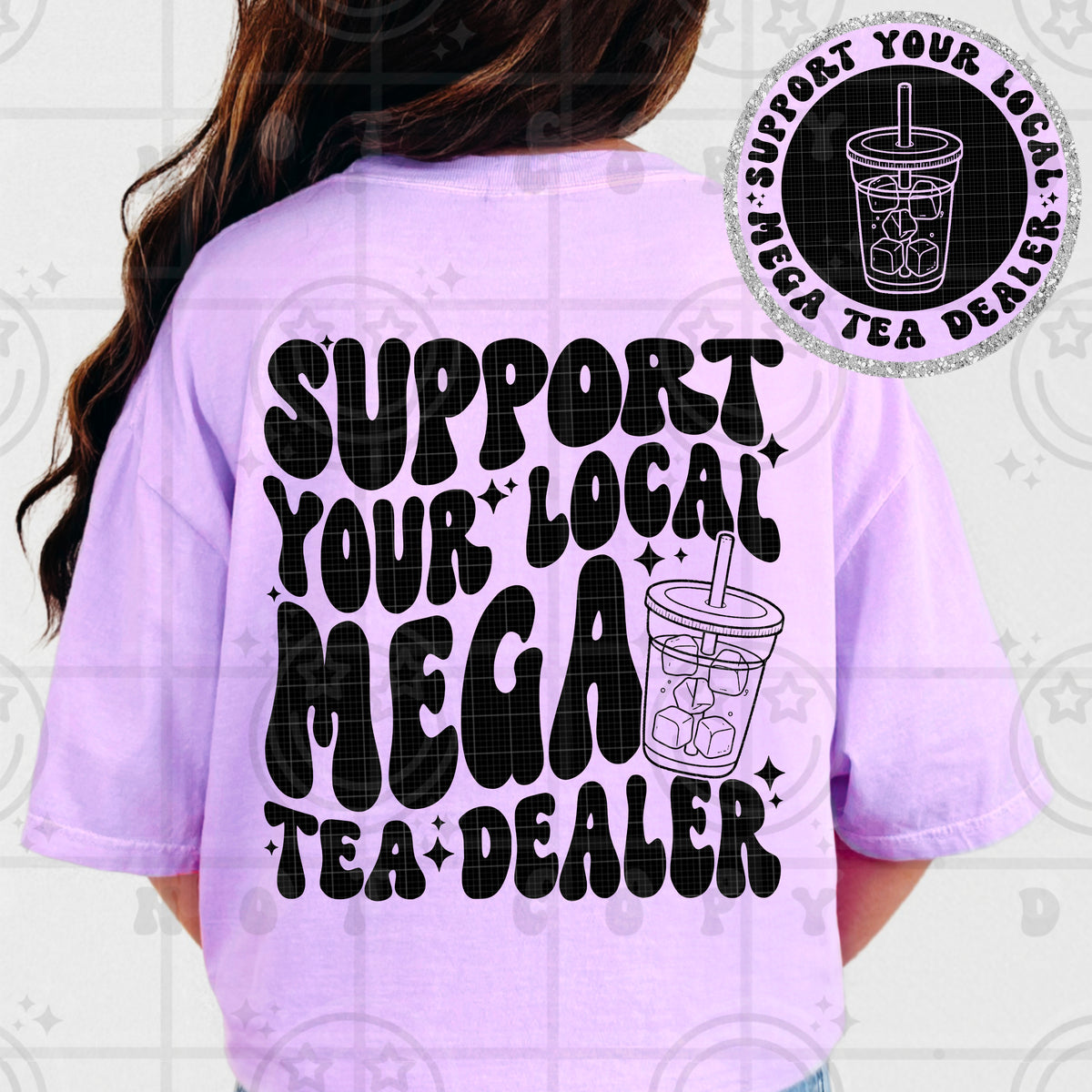 Support your local tea dealer BLACK (POCKET ONLY) (HW) DTF Transfer