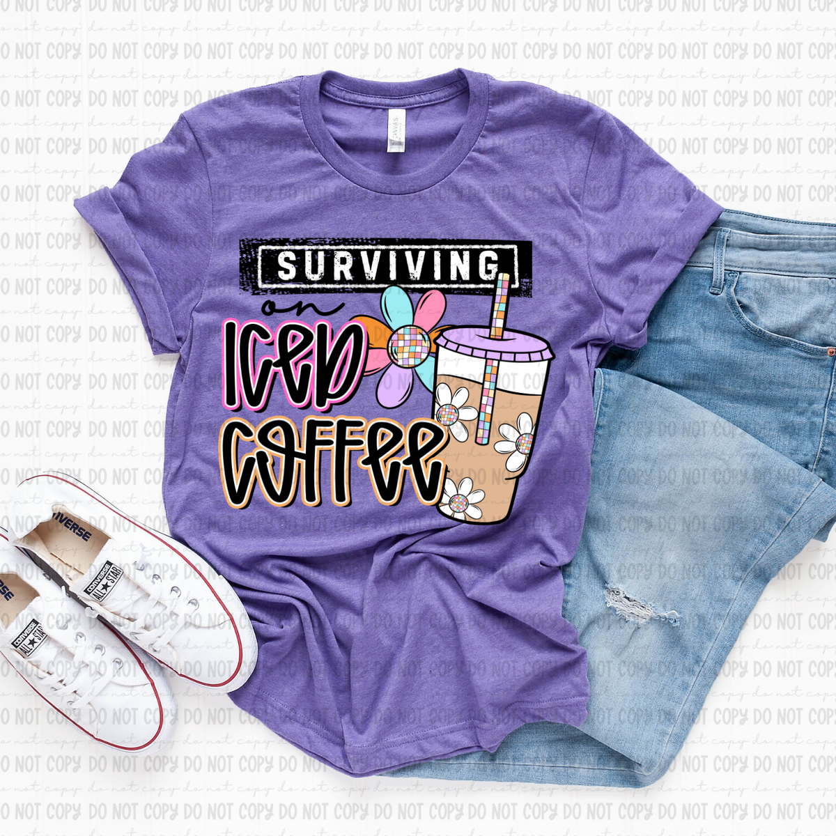 Surviving on iced coffee flower (Revel) DTF Transfer