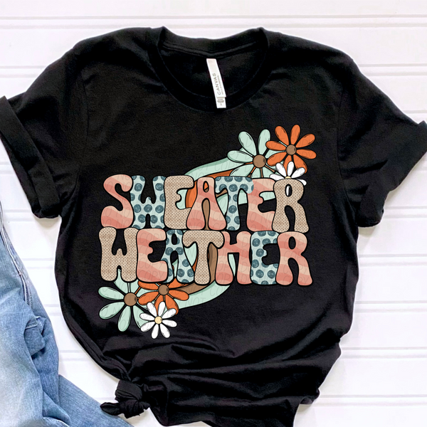 Sweater weather retro POLKADOT FONT with flowers CITY DTF transfer