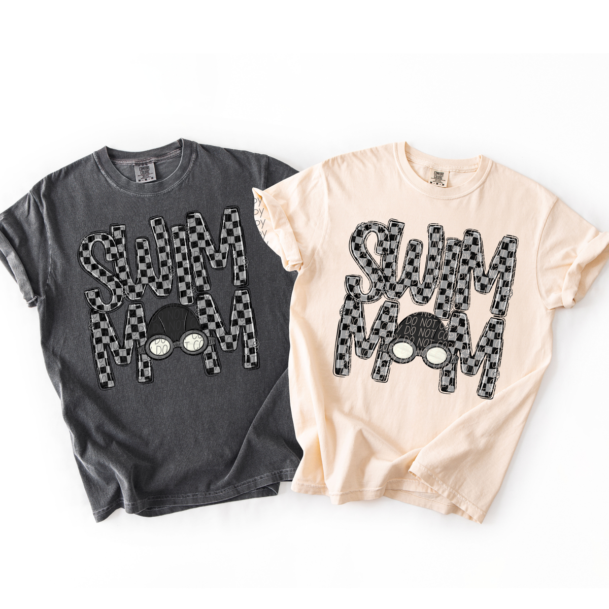 Swim mom black and gray checkered (City) DTF Transfer