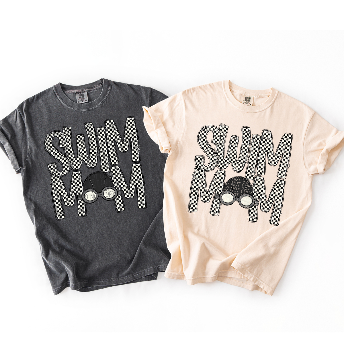 Swim mom black and white checkered (City) DTF Transfer (Copy)