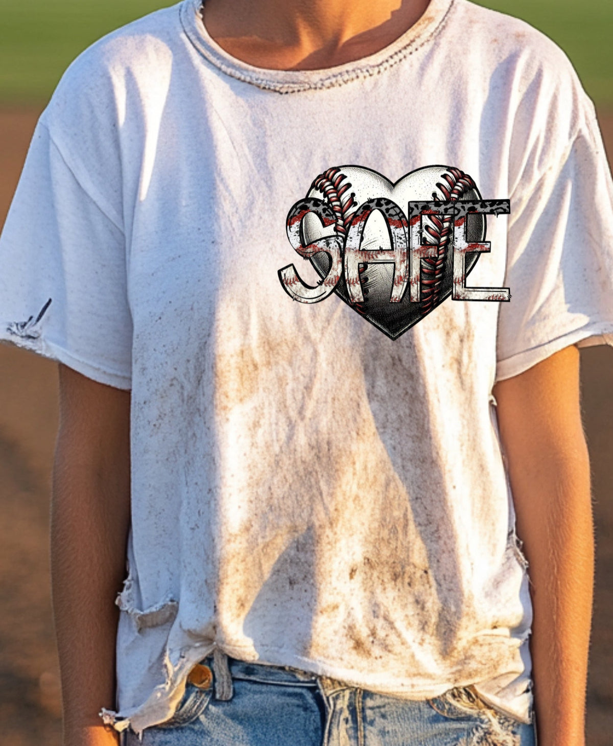 Safe Baseball Heart FRONT PRINT (UDD) DTF transfer