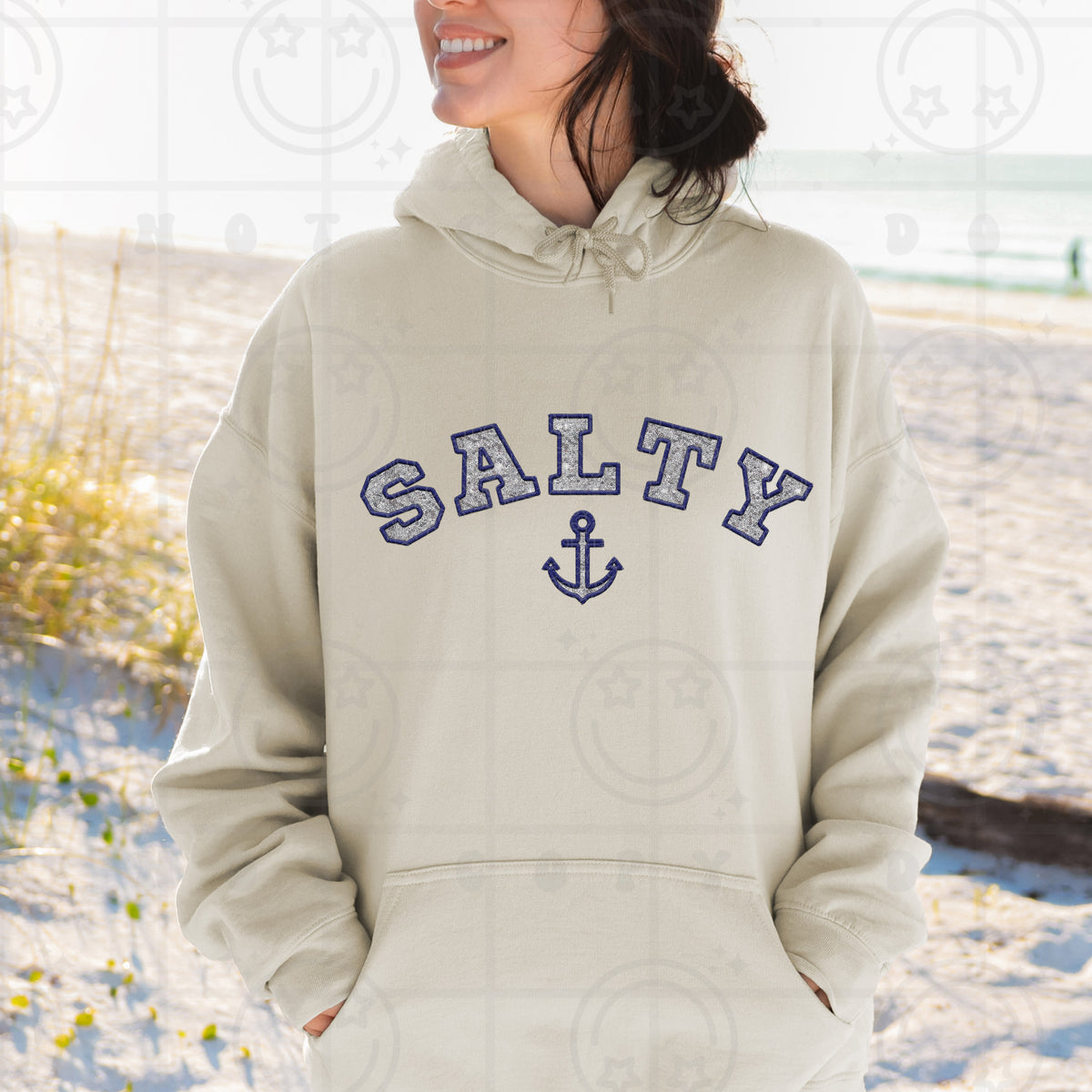 Salty Sparkle with Navy Blue (HW) DTF transfer
