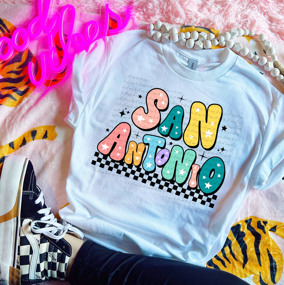 San Antonio Colorful Groovy Font 89187 DTF Transfer