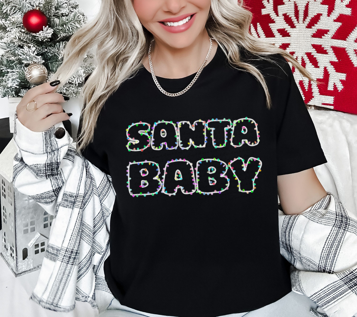 Santa Baby Christmas Lights 59978 DTF Transfer