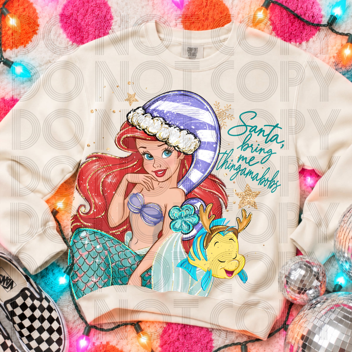 Santa, bring me thingamabobs Gold Glitter Exclusive (Renewed) DTF Transfer