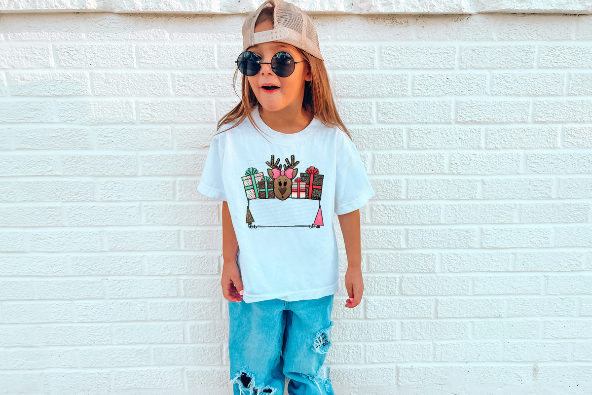 Santa Sack Girl Reindeer Gifts 115737 DTF Transfer