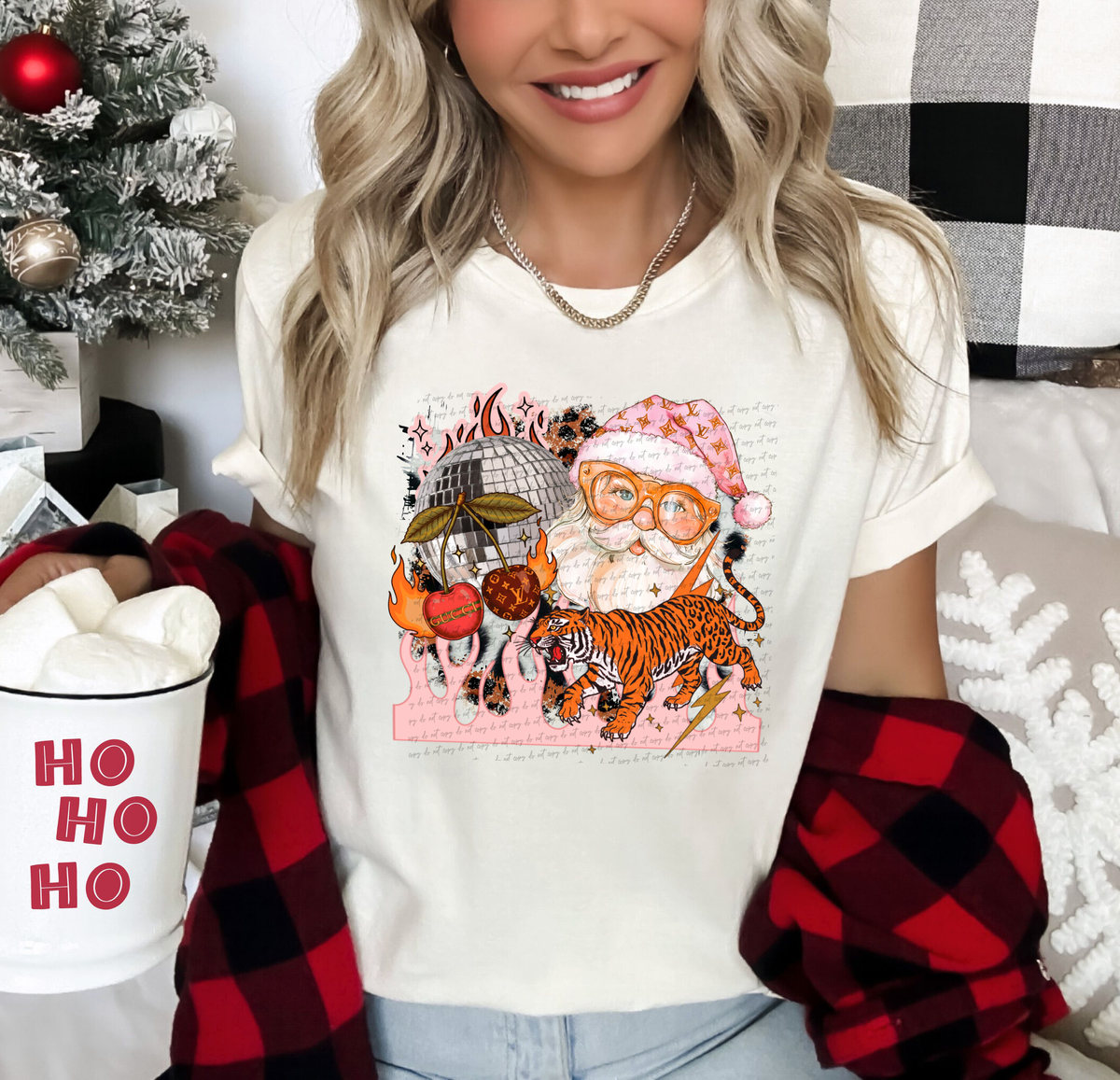 Santa Tiger Disco Ball 108758 DTF transfer