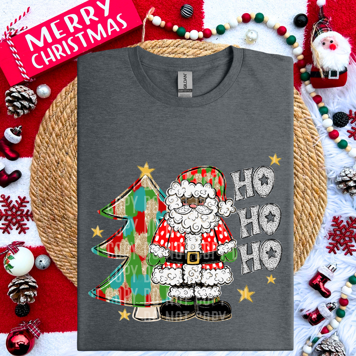 Ho Ho Ho Christmas Tree Dark Santa 69210 DTF transfer