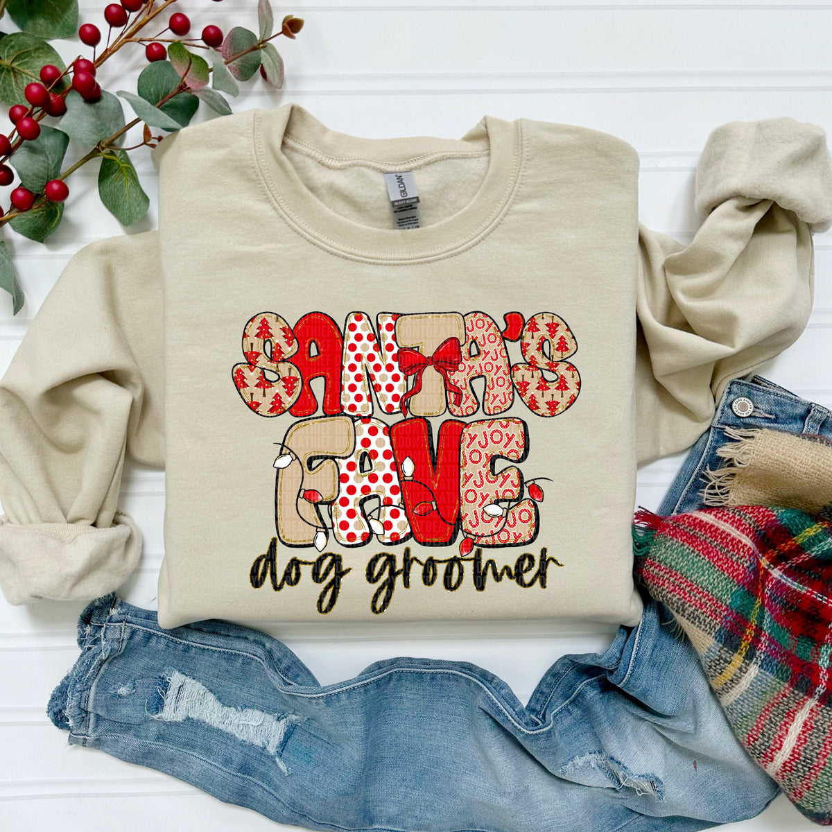 Santa's fave dog groomer SDD DTF transfer