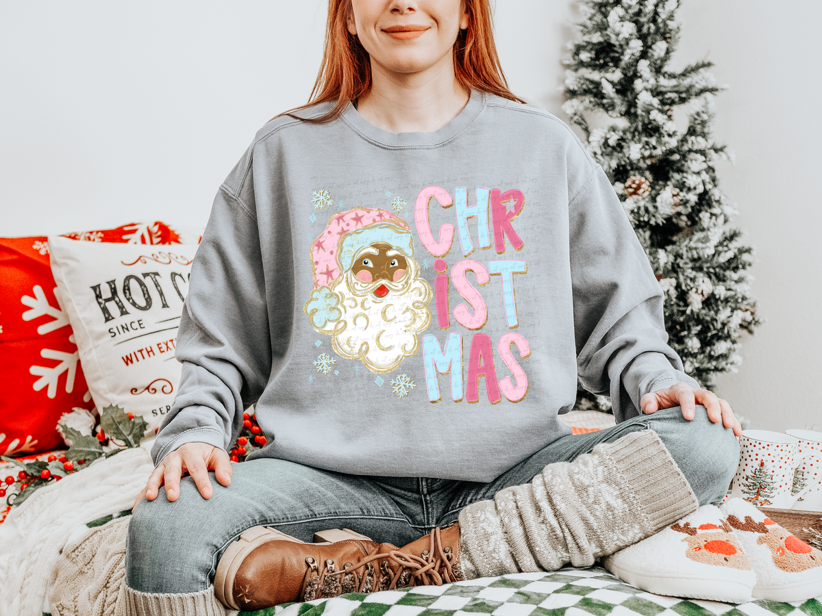 Christmas Pastel Font Dark Skin Santa 117340 DTF Transfer