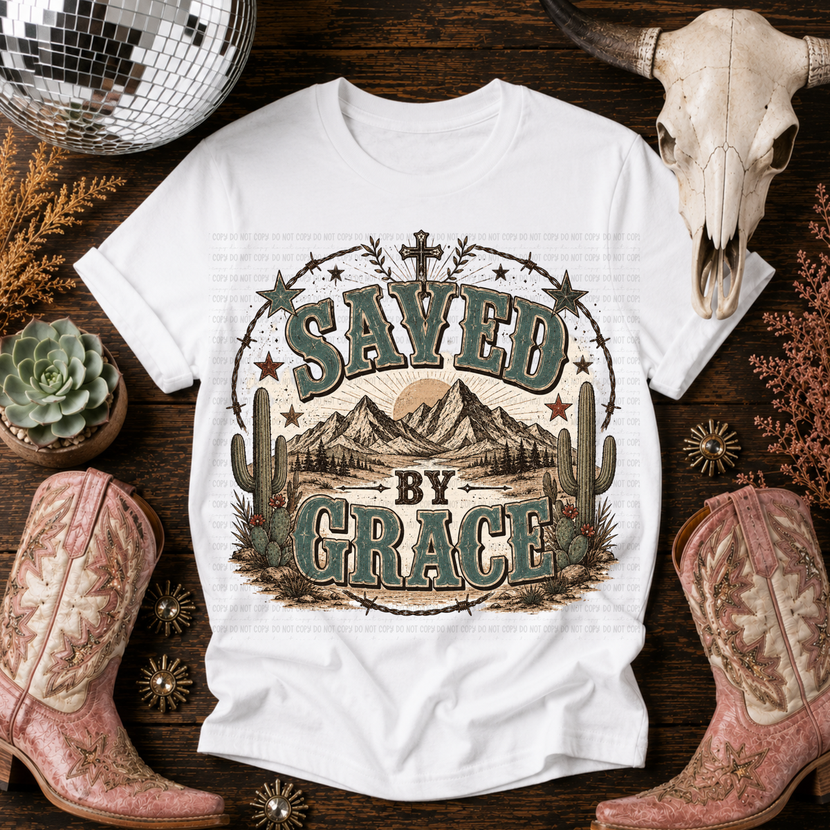 Saved by grace cactus (Revel) DTF transfer