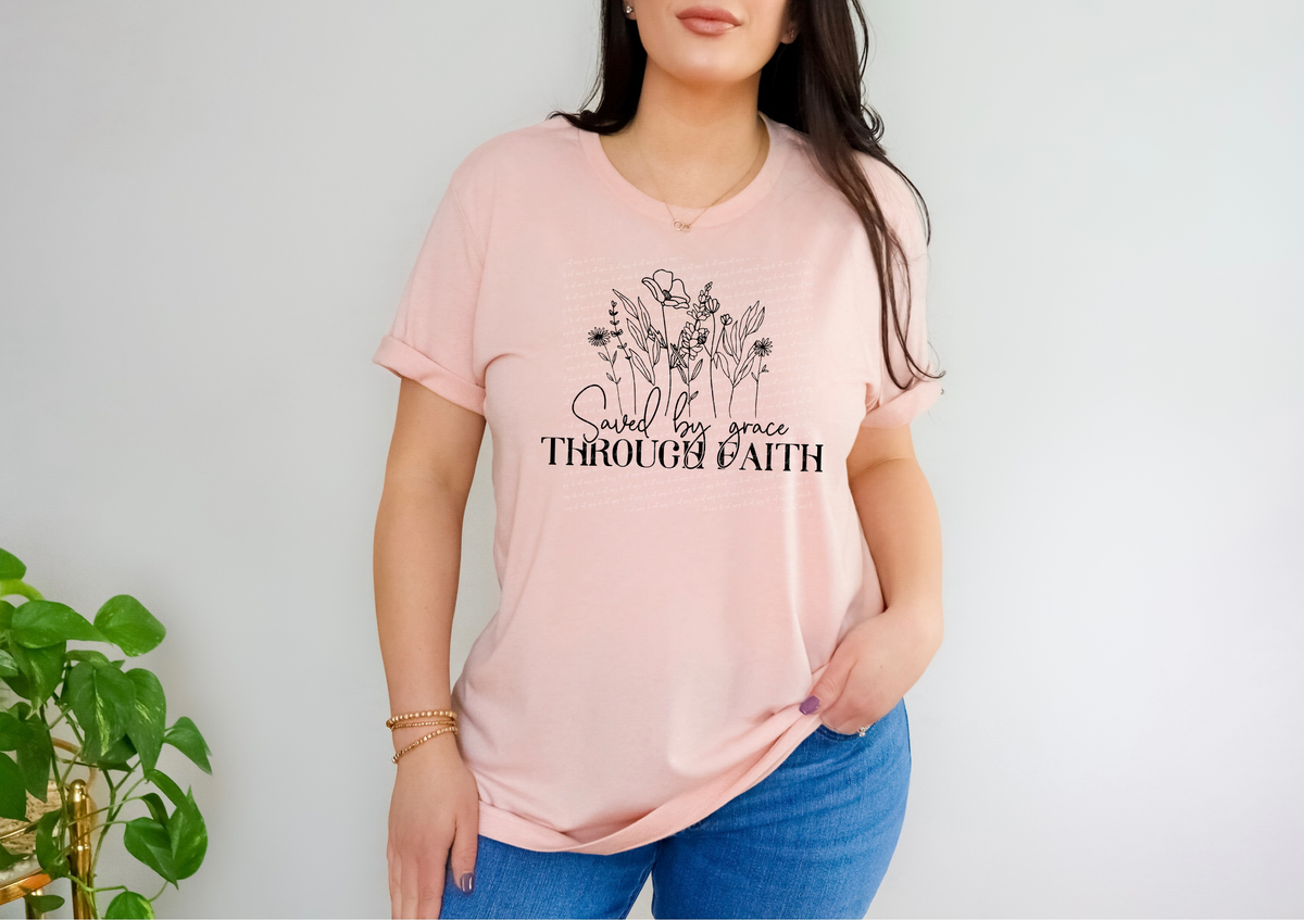 Saved By Grace Through Faith Floral 76180 DTF Transfer