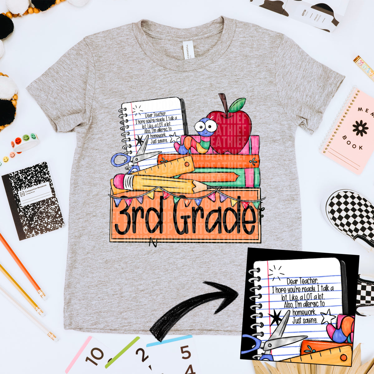 3rd grade school supplies (SDD) DTF transfer