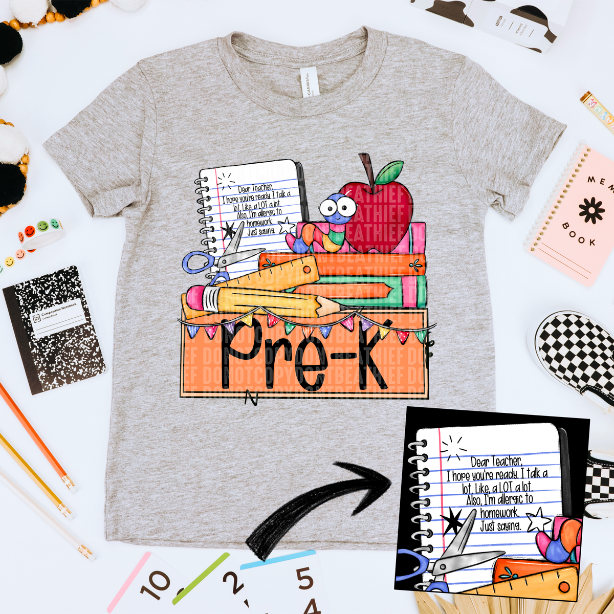 Pre-K school supplies (SDD) DTF transfer