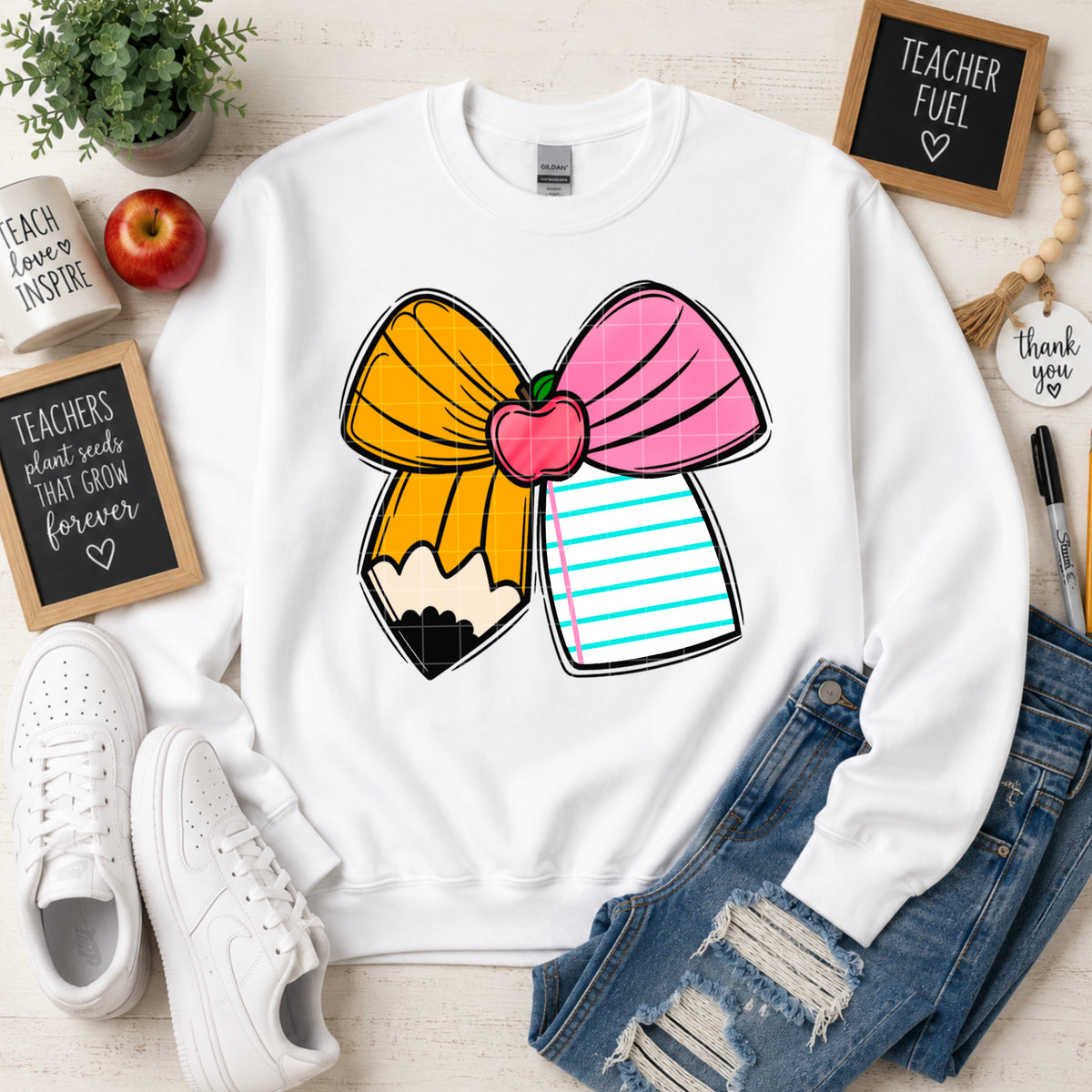 School pencil bow (SDD) DTF Transfer