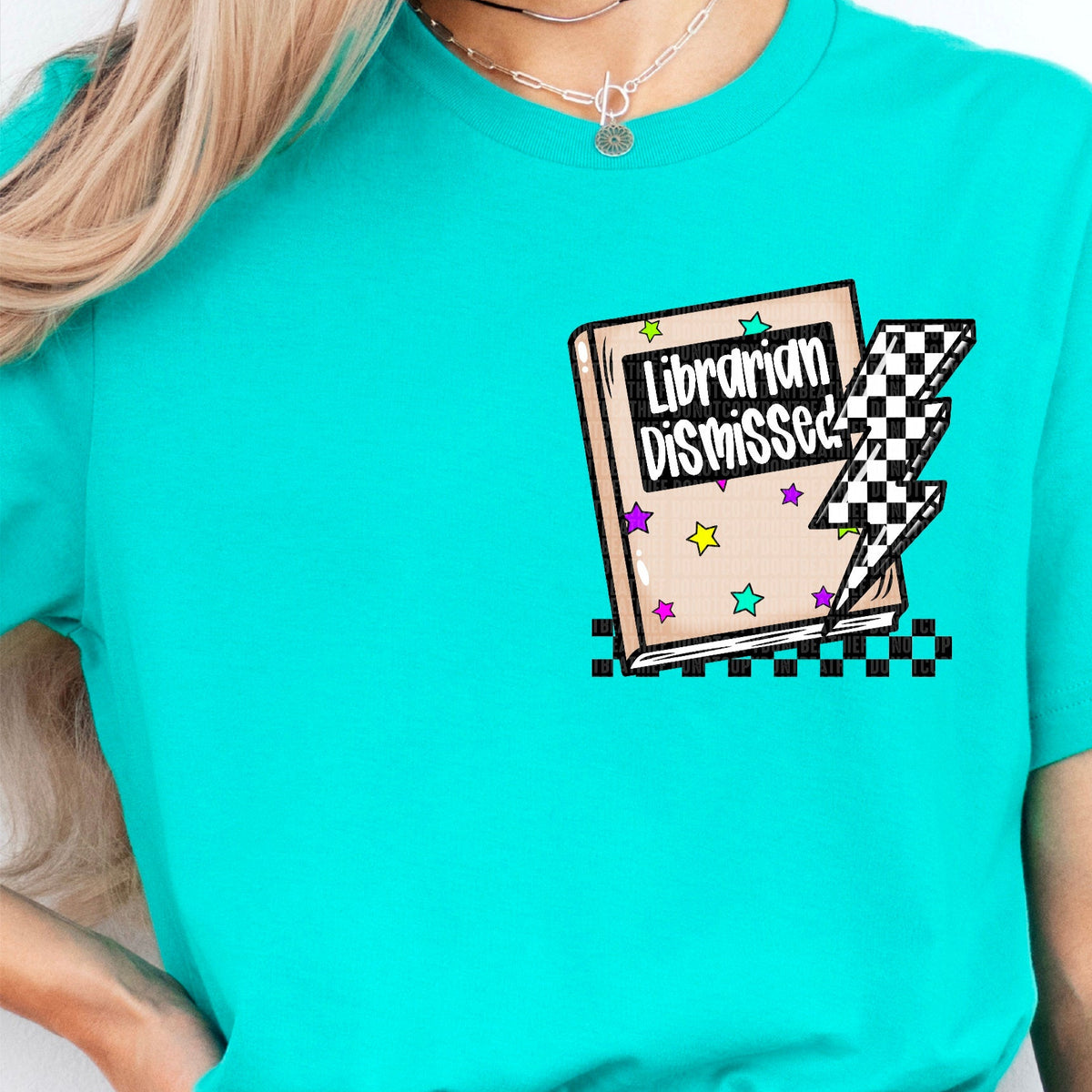 Librarian Dismissed Checkered Book (FRONT ONLY) SDD DTF transfer