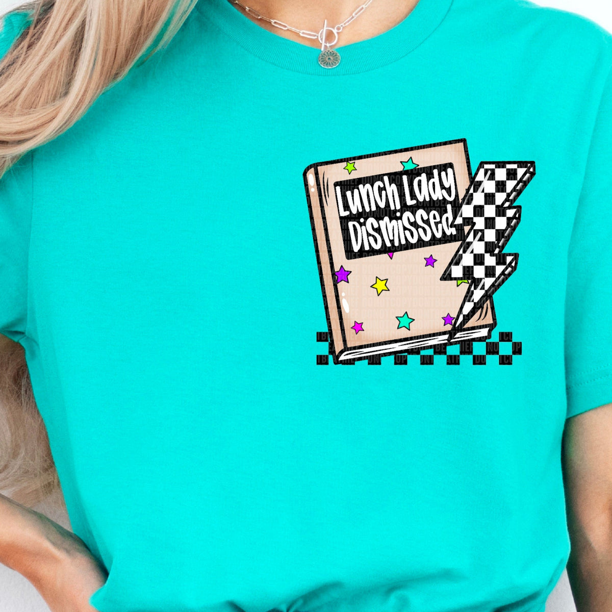 Lunch Lady Dismissed Checkered Book (FRONT ONLY) SDD DTF transfer