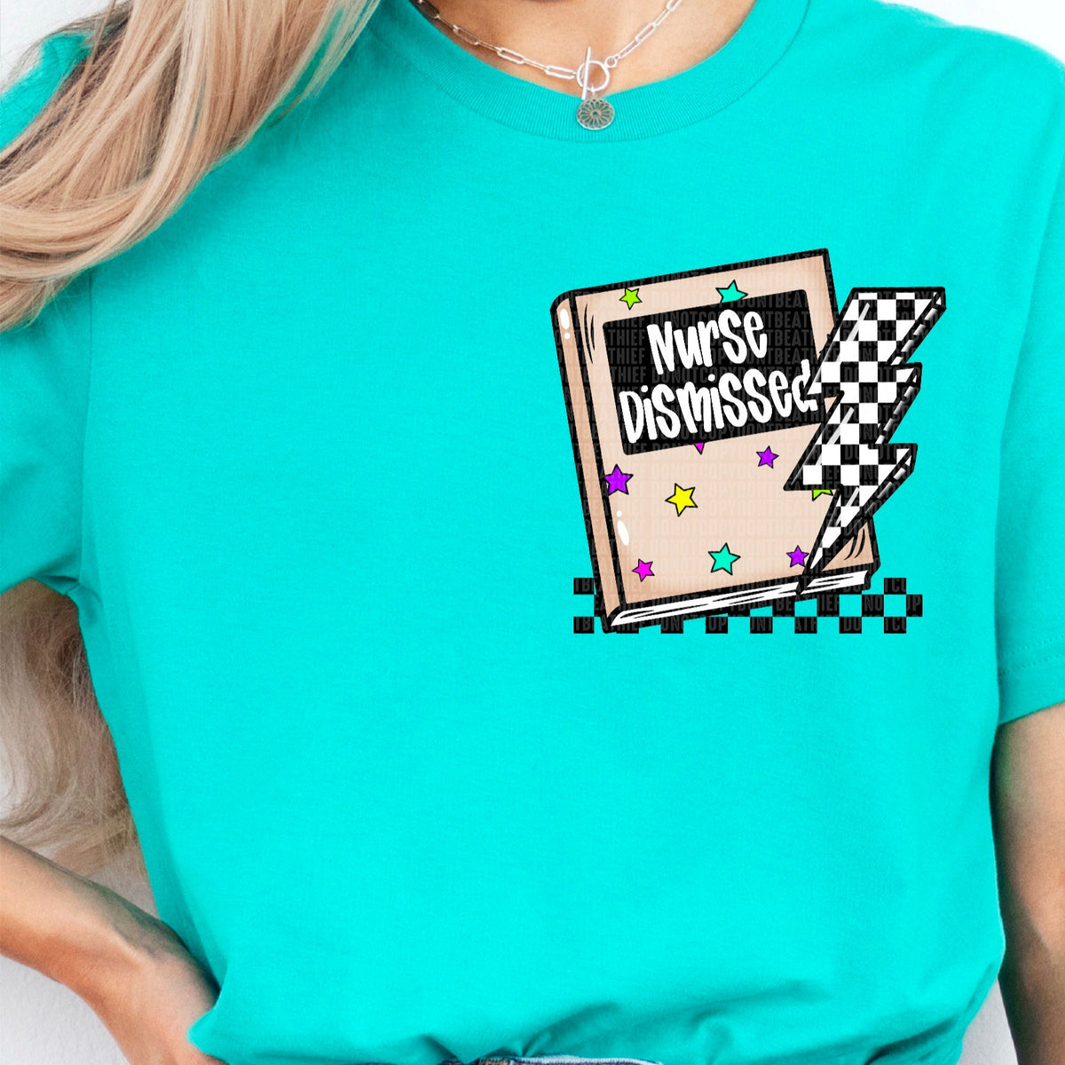 Nurse Dismissed Checkered Book (FRONT ONLY) SDD DTF transfer