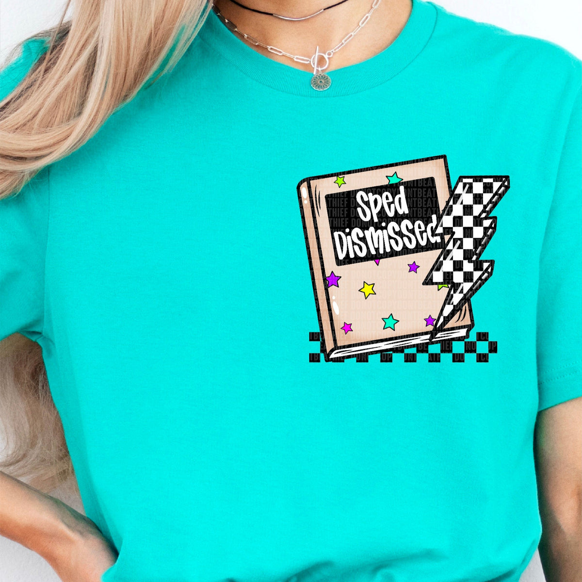 Sped Dismissed Checkered Book (FRONT ONLY) SDD DTF transfer