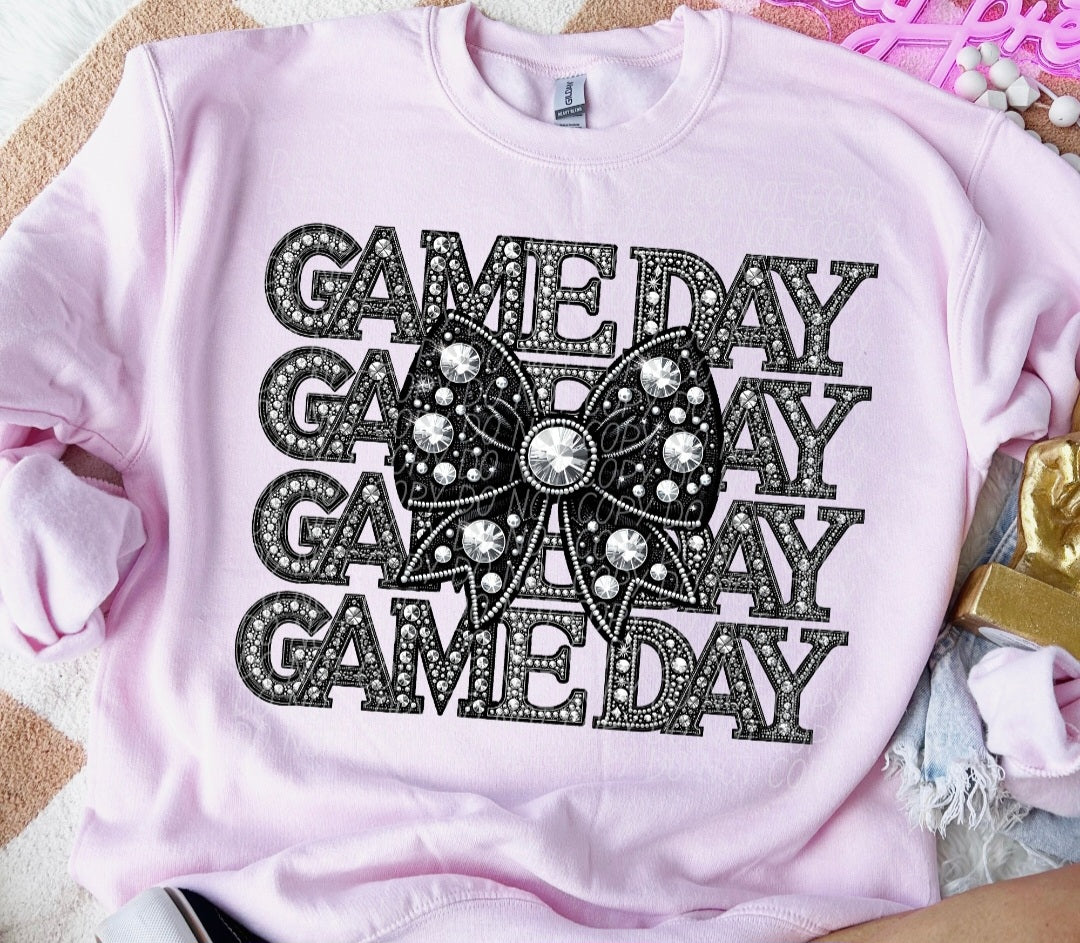 Game day stacked with BOW rhinestones CITY DTF transfer