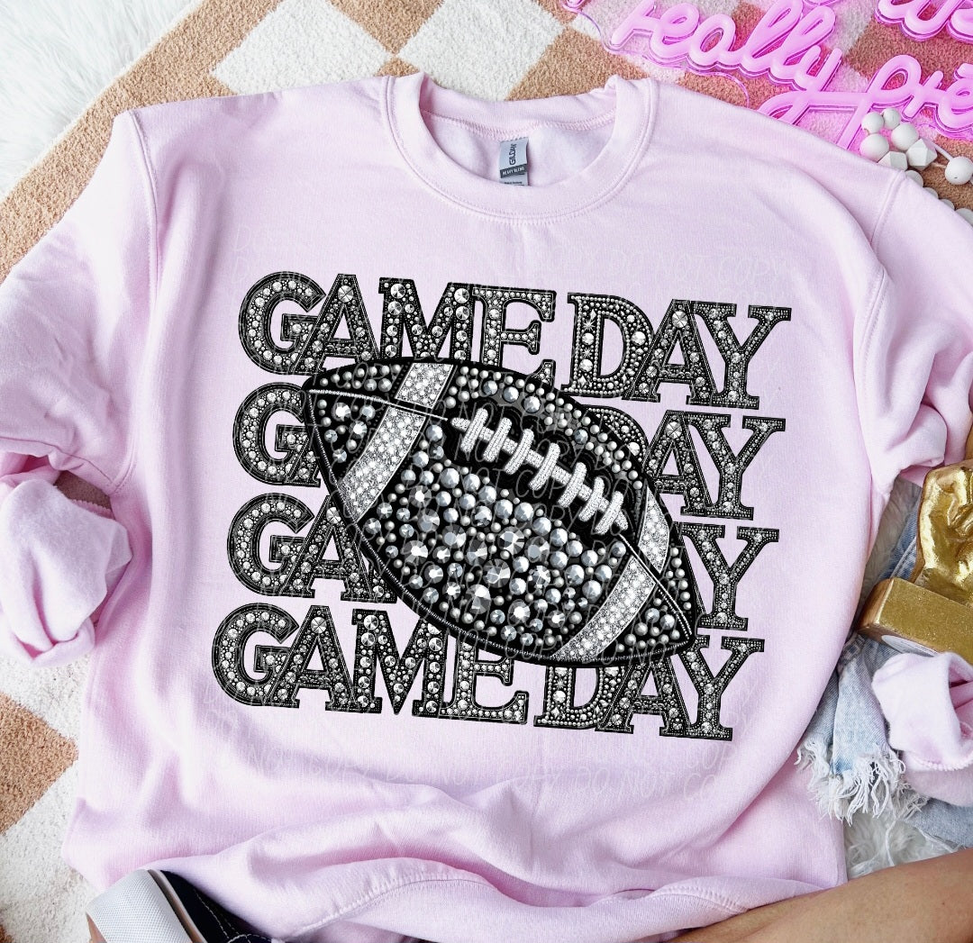 Game day stacked with football rhinestones CITY DTF transfer