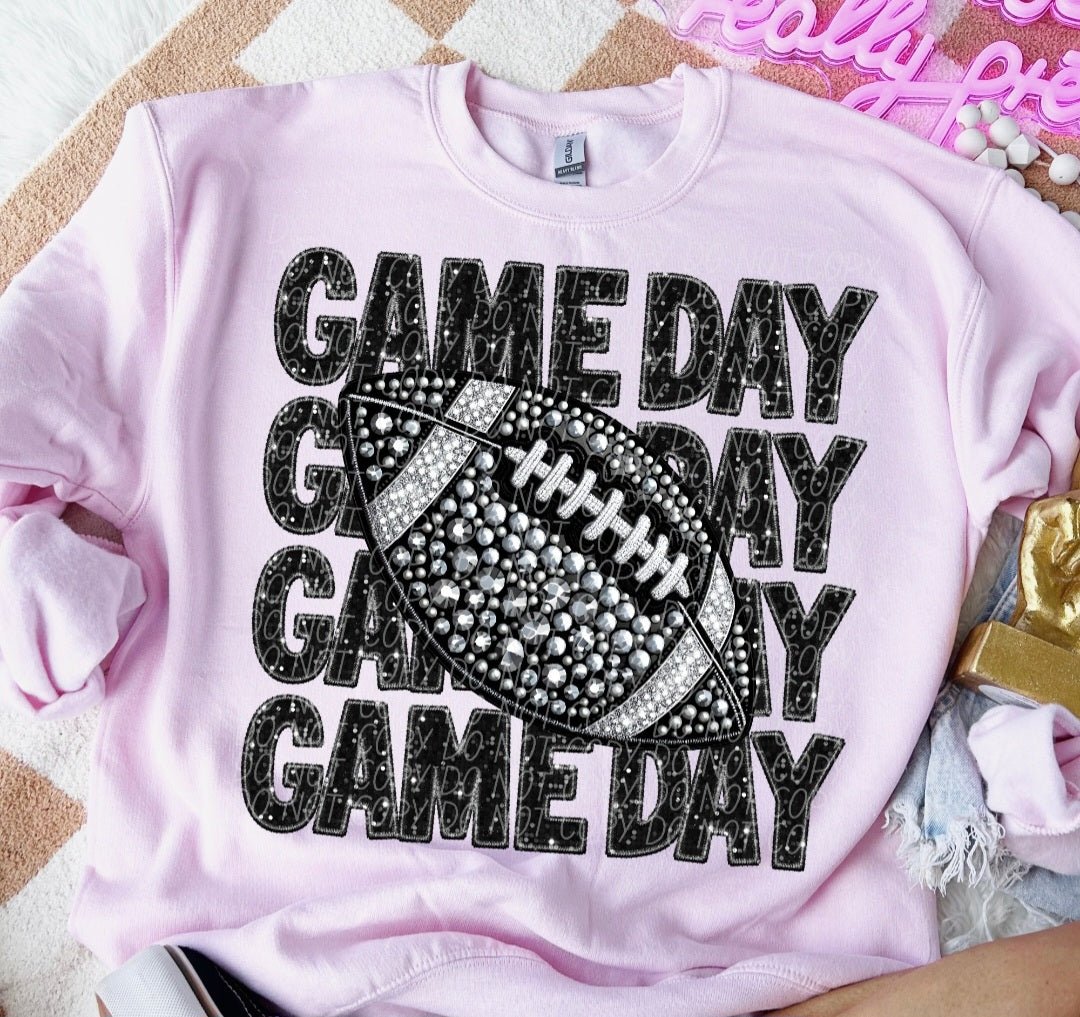 Game day black font football and rhinestones CITY 45031 DTF transfer ...