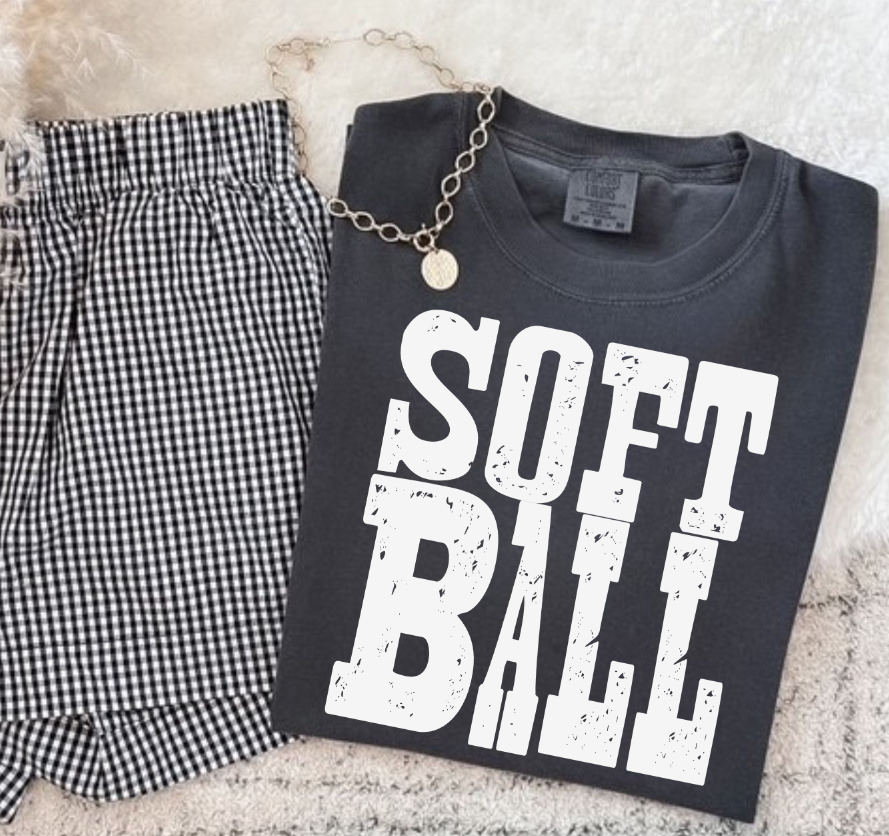 Softball white grunge (S&G) DTF Transfer