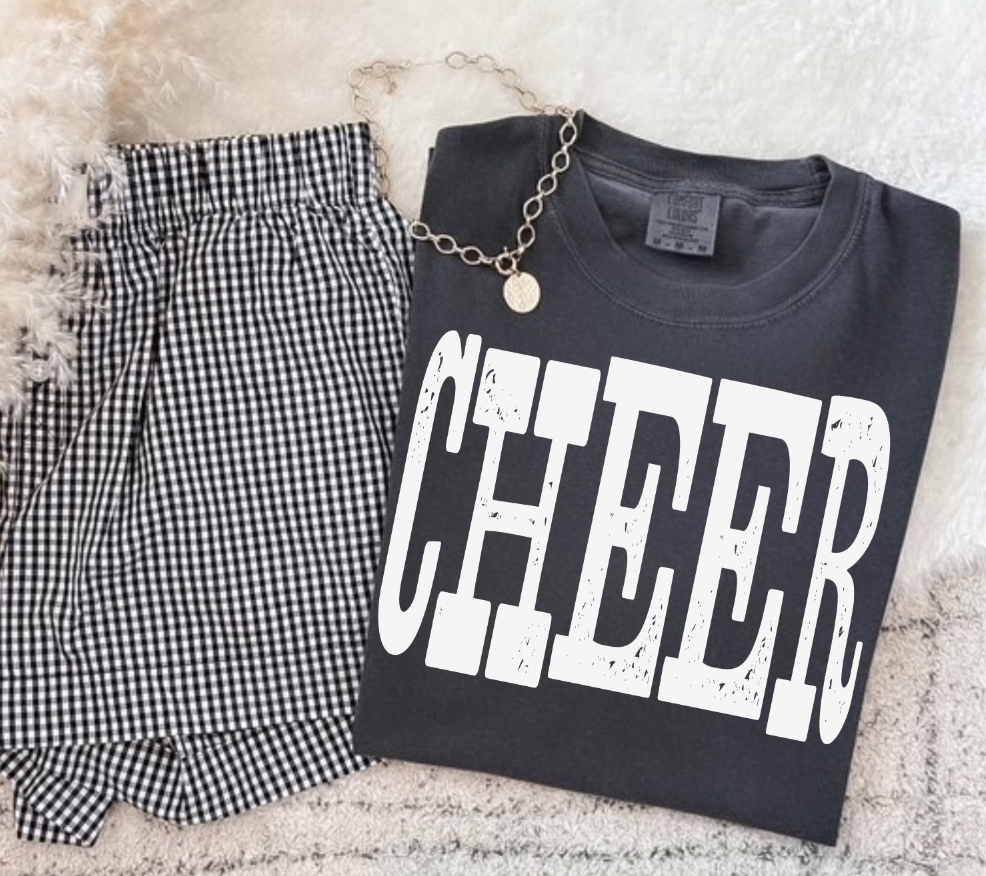 Cheer white grunge (S&G) DTF Transfer