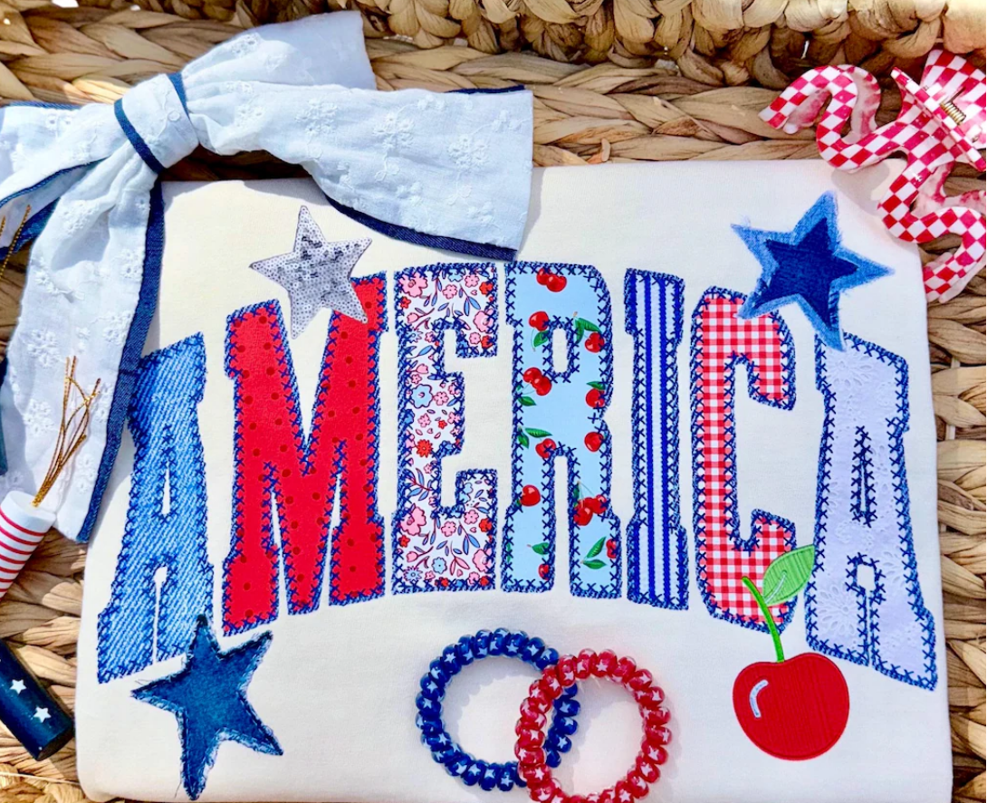America faux stich outline Sunday Special DTF transfer