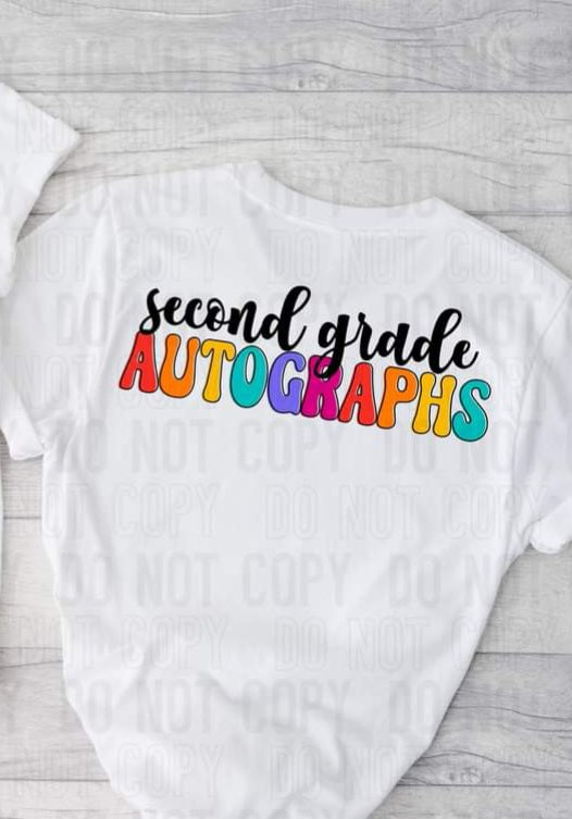 Second Grade Autographs Rainbow  DTF TRANSFER