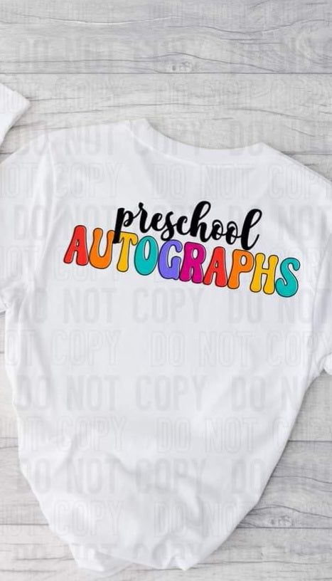 Preschool Autographs Rainbow  DTF TRANSFER