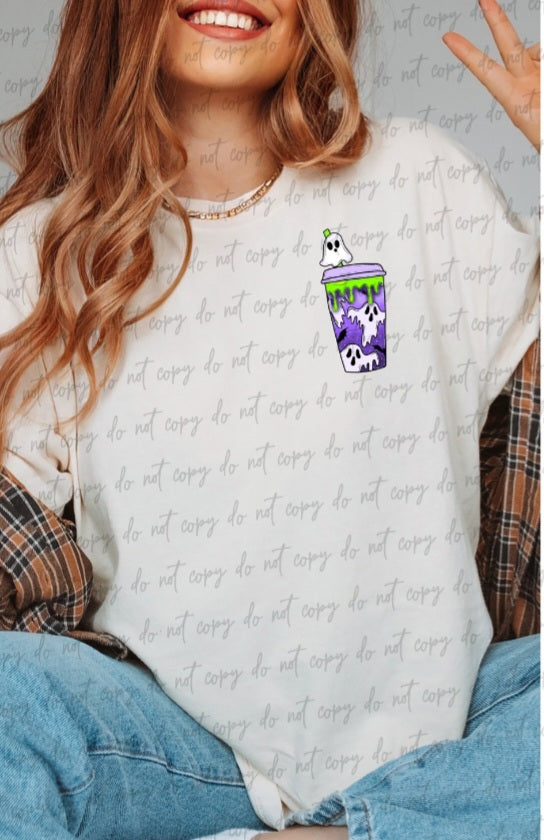 Purple latte with ghost DTF TRANSFER