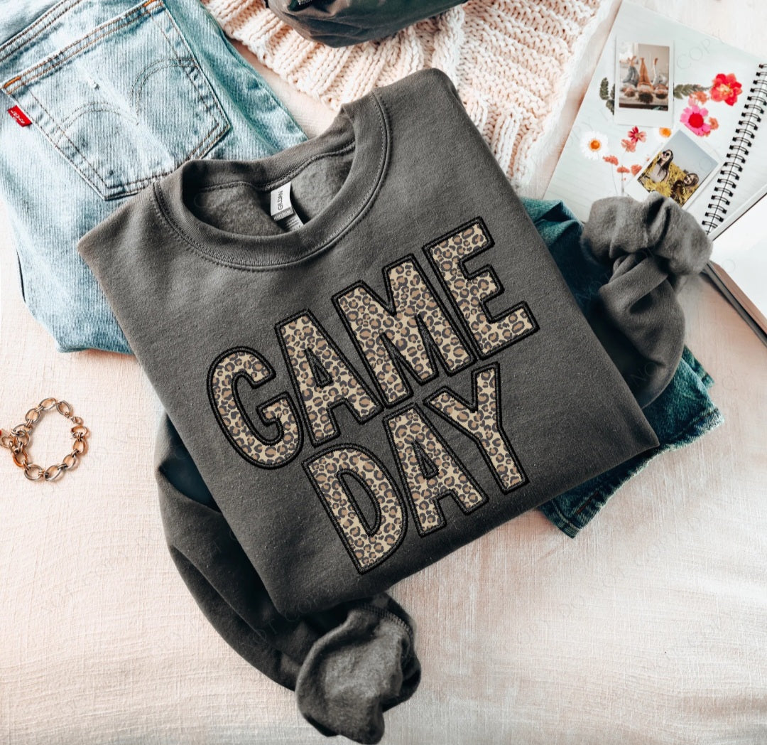 Game Day Embroidery Black Leopard 7545 DTF transfer