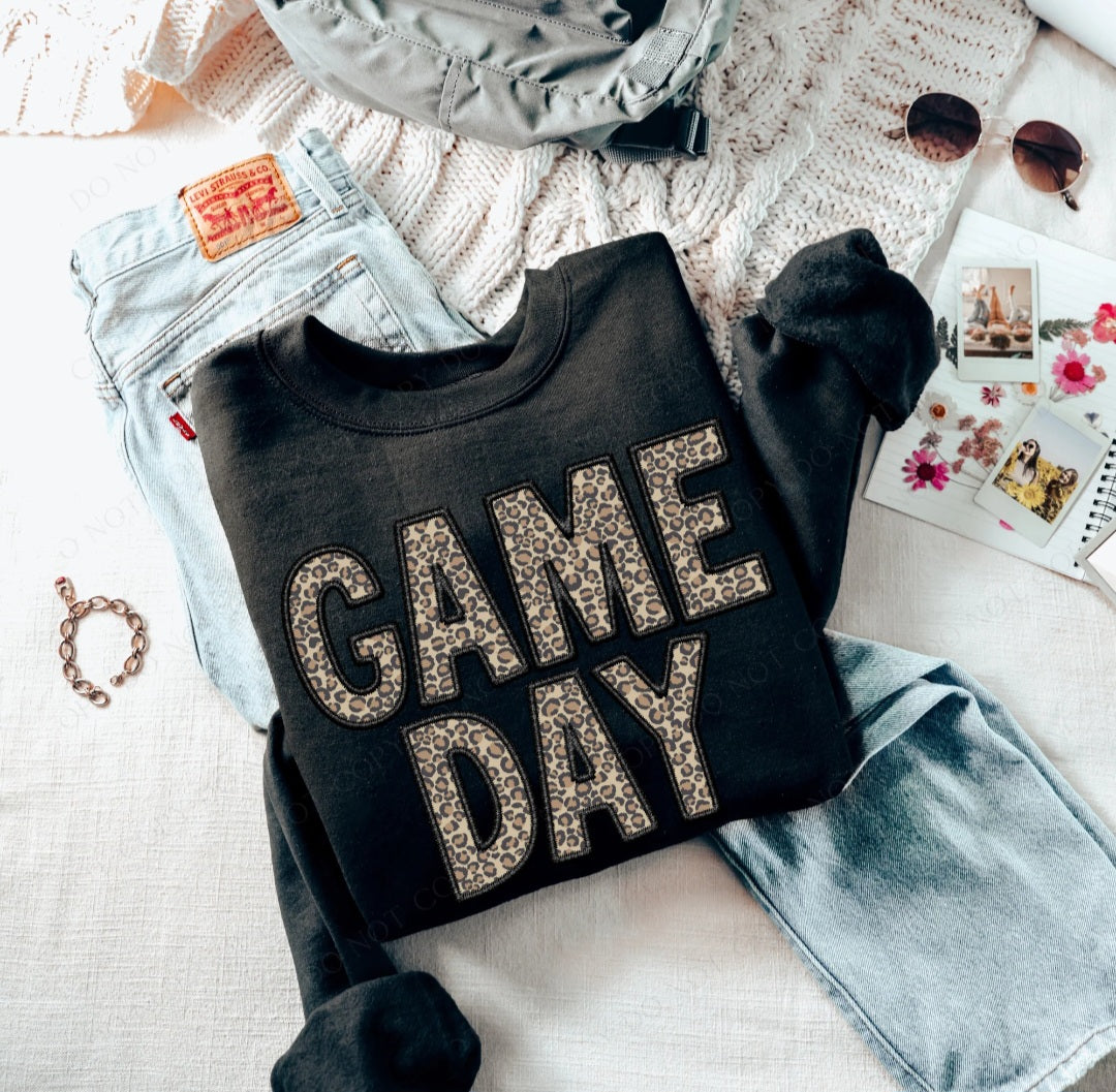 Game Day Embroidery Black Leopard 7545 DTF transfer