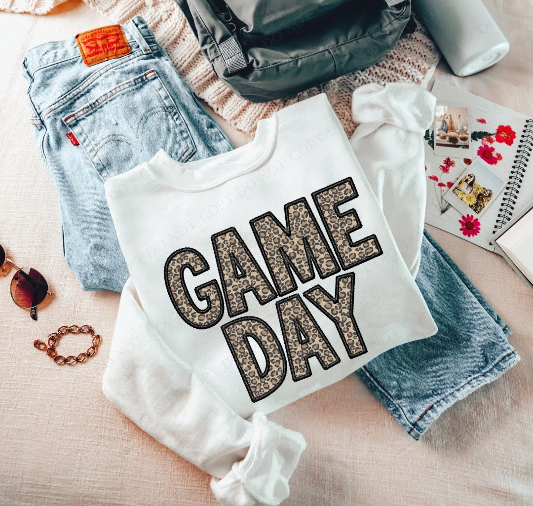 Game Day Embroidery Black Leopard 7545 DTF transfer