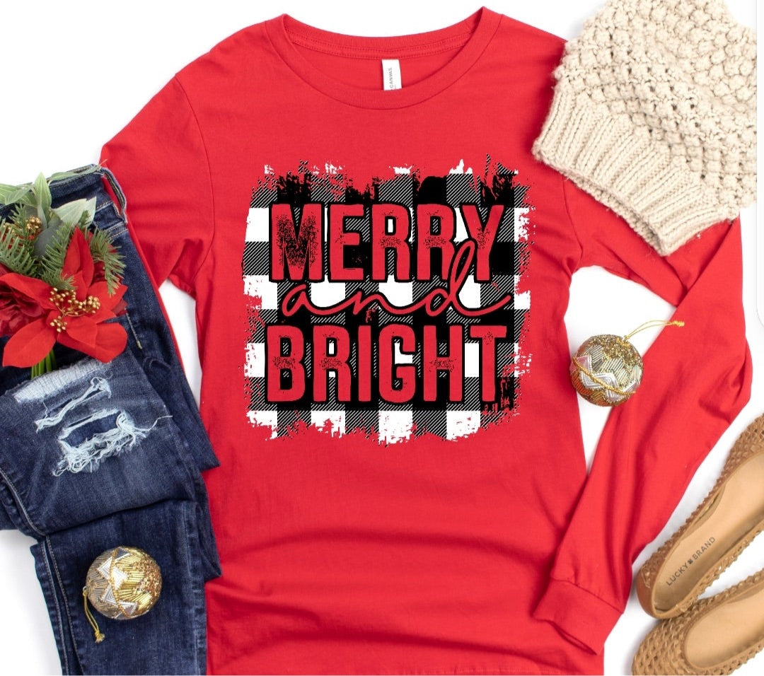 Merry and bright plaid background 2705 DTF TRANSFER