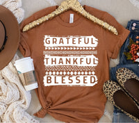 Grateful thankful blessed white GRUNGE 2704 DTF TRANSFER