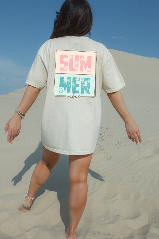 Summer vibes pink blue 22693 DTF transfer