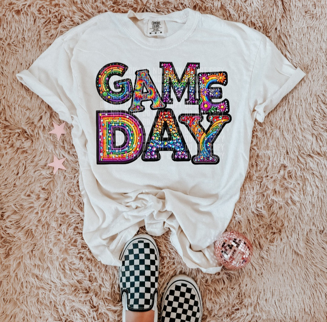 Game day rainbow embroidery  (CCDD) 43485 DTF TRANSFER