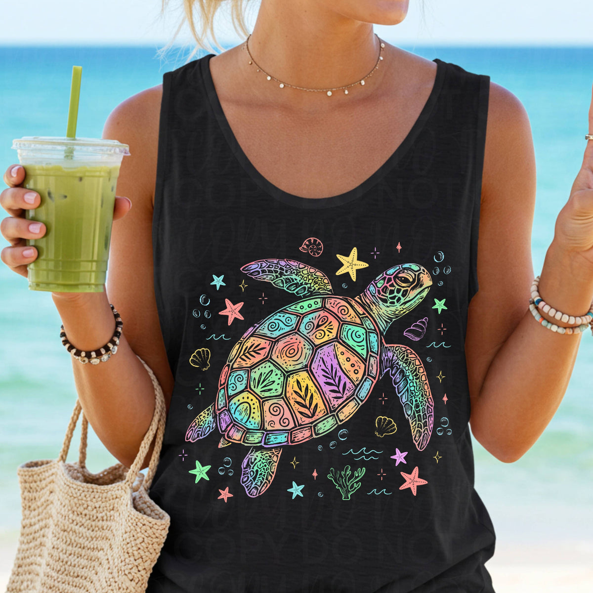 Floral sea turtle (UAC) DTF Transfer