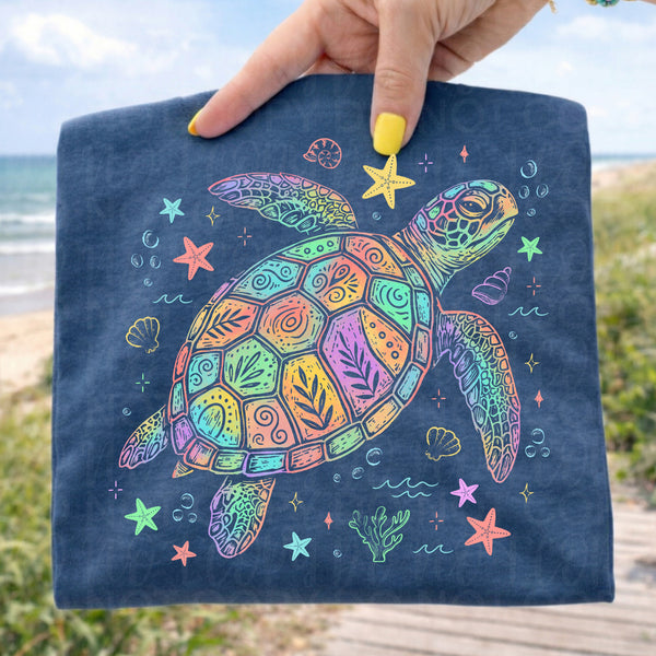 Floral sea turtle (UAC) DTF Transfer