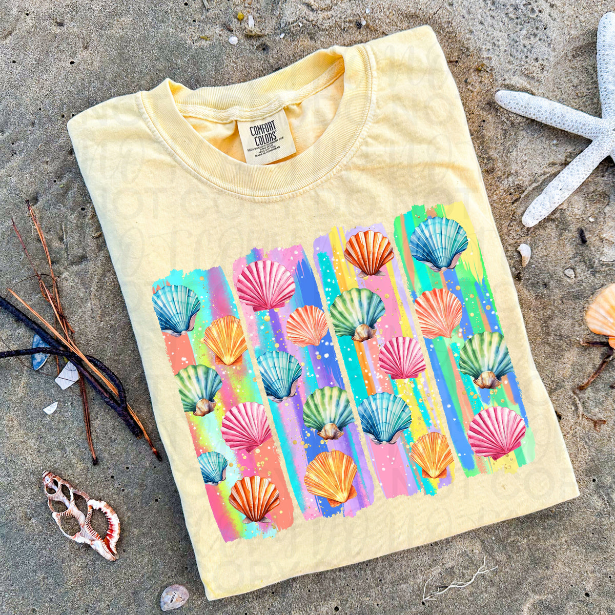 Brushstrokes with seashells (UAC) DTF Transfer