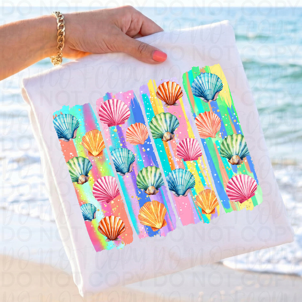 Brushstrokes with seashells (UAC) DTF Transfer
