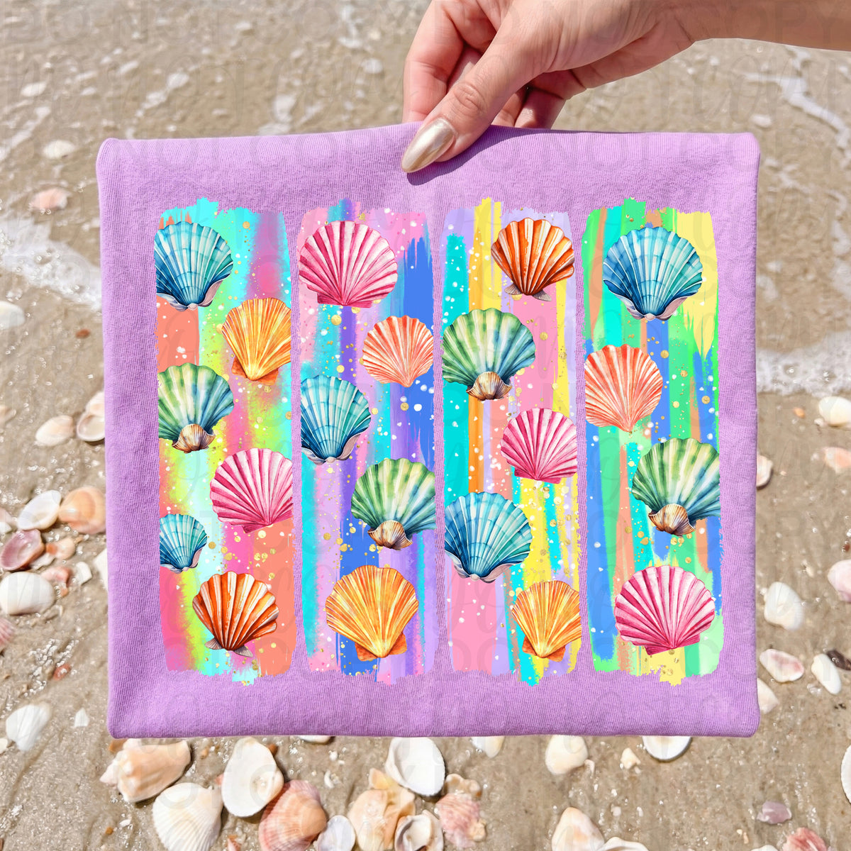 Brushstrokes with seashells (UAC) DTF Transfer