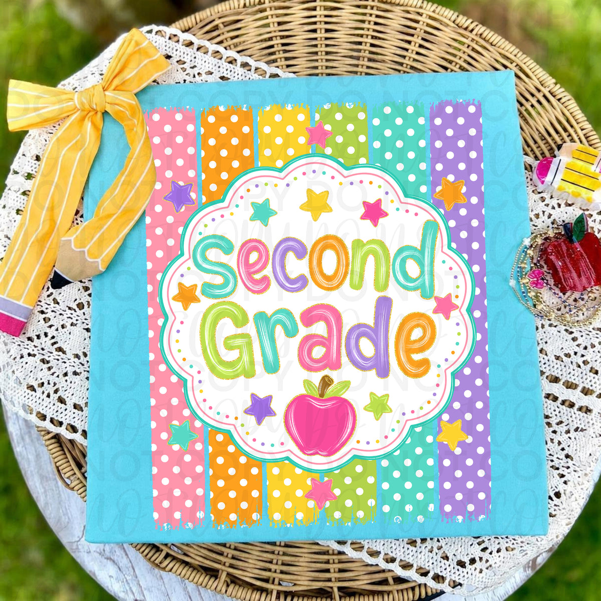 Second grade polkadot stripes (UAC) DTF Transfer
