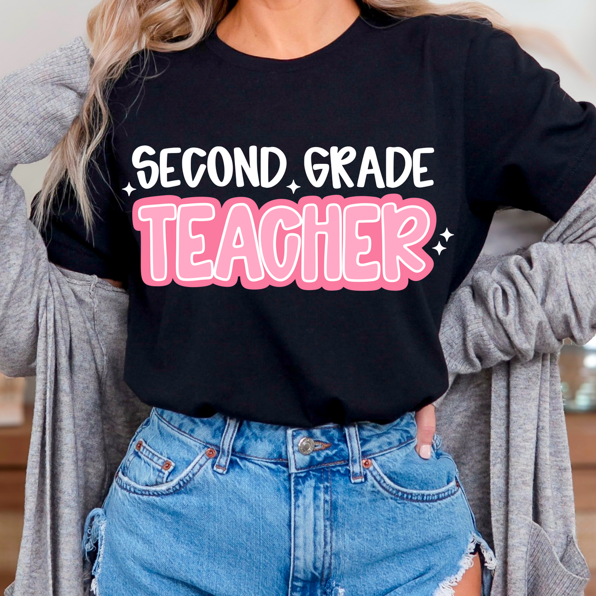Second Grade Teacher pink coquette (CMD) DTF transfer