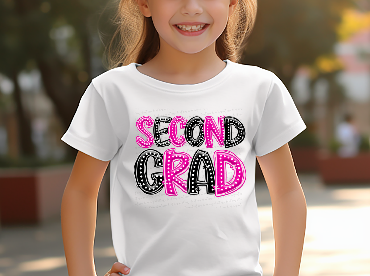 Second Grad Black and Pink Font Polka 117919 DTF transfer